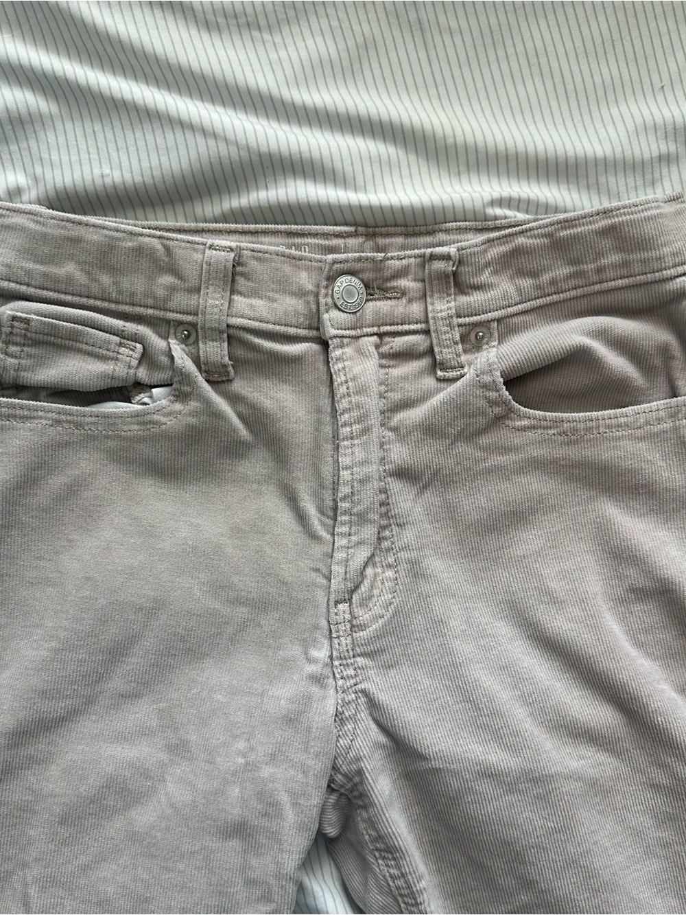 GAP Kids High-Rise Corduroy Pants in Light Gray
